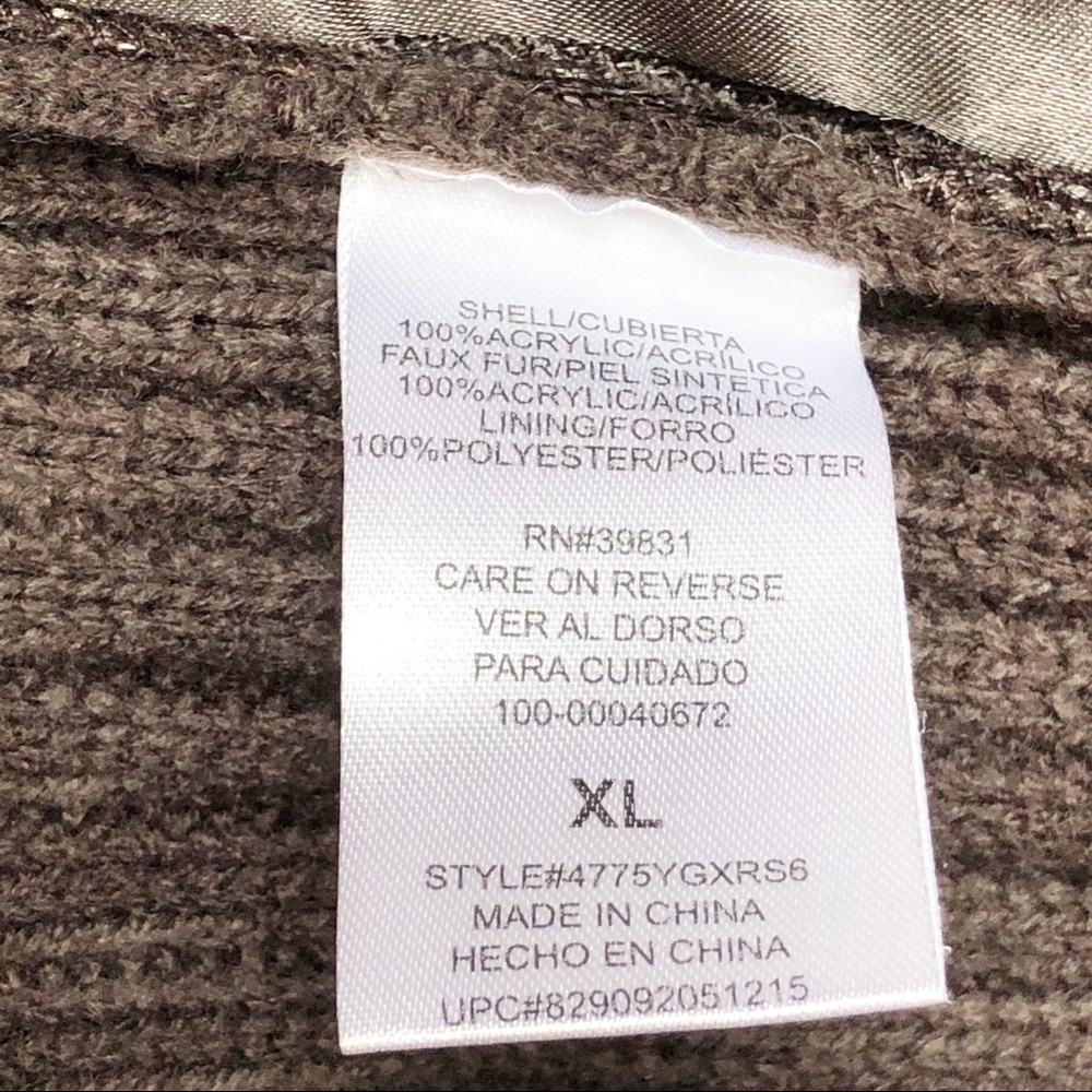 XOXO Juniors Cozy Brown Faux Fur Sleeveless Knit Sweater Vest w/ Belt XL - Picture 10 of 14